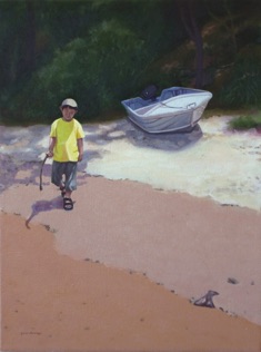 Boy, Boat & Berry Island - Oil on canvas 61cmx46cm